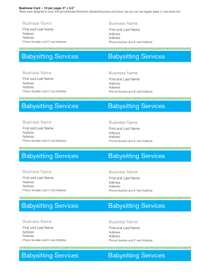 Babysitting Business Card Template