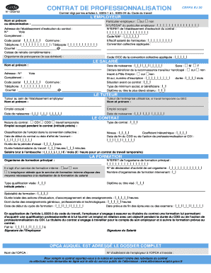 Contrat de professionnalisation CERFA EJ 20