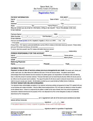 Fertility Center of California Registration Form