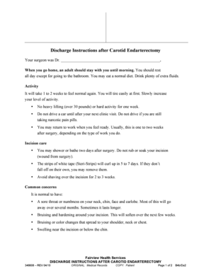 Discharge Instructions after Carotid Endarterectomy