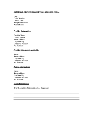 Internal Dispute Resolution Request Form