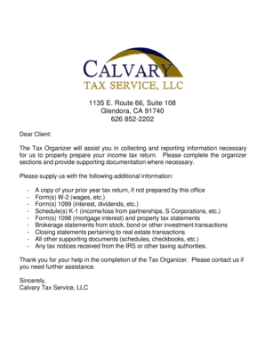 Tax Organizer Form