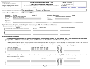 New Jersey Local Government Ethics Financial Disclosure Statement