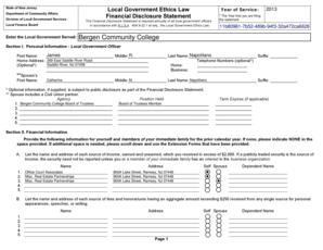 New Jersey Local Government Ethics Financial Disclosure Statement