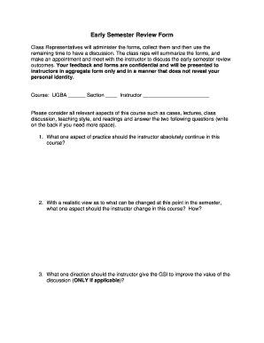 Early Semester Review Form