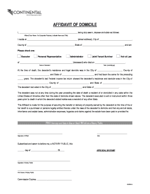 Affidavit of Domicile