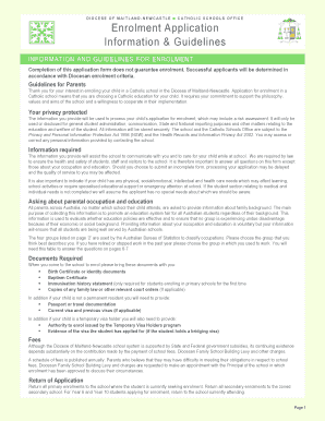 Catholic School Enrolment Application
