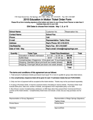 Education in Motion Ticket Order Form