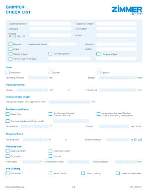 Gripper Selection Checklist