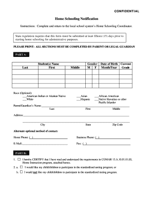 Maryland Home Schooling Notification Form