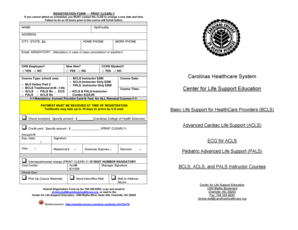 Carolinas Healthcare System Life Support Course Registration Form