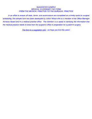 Medical Clearance Fax Form