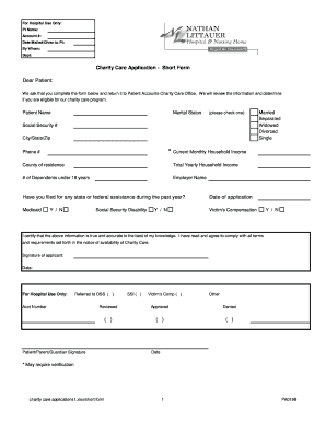 Charity Care Application Form