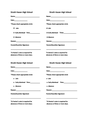 Strath Haven High School Absence Form