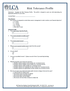 Risk Tolerance Profile Form
