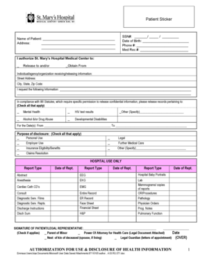 Patient Authorization for Health Information Disclosure