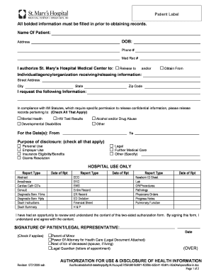 Authorization for Use and Disclosure of Health Information