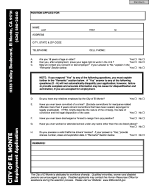 City of El Monte Employment Application