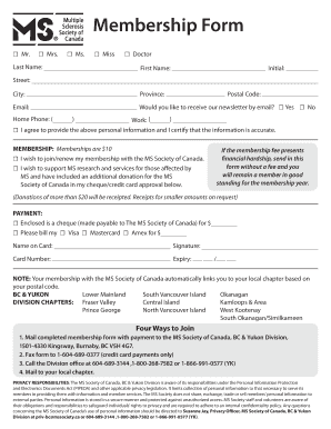 MS Society of Canada Membership Form