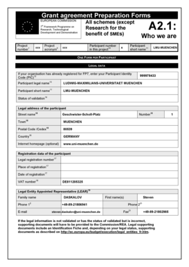 EU Grant Agreement Preparation Form
