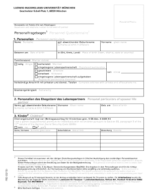 Personalfragebogen der LMU München