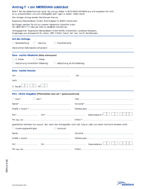 Antrag für ein MERIDIAN-Jobticket