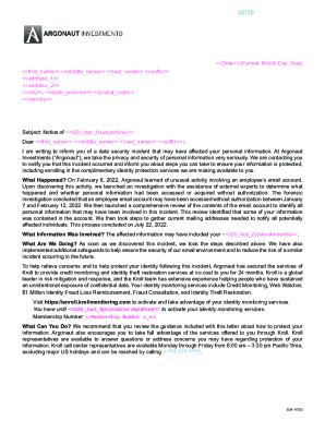 Subject: Notice ofDear