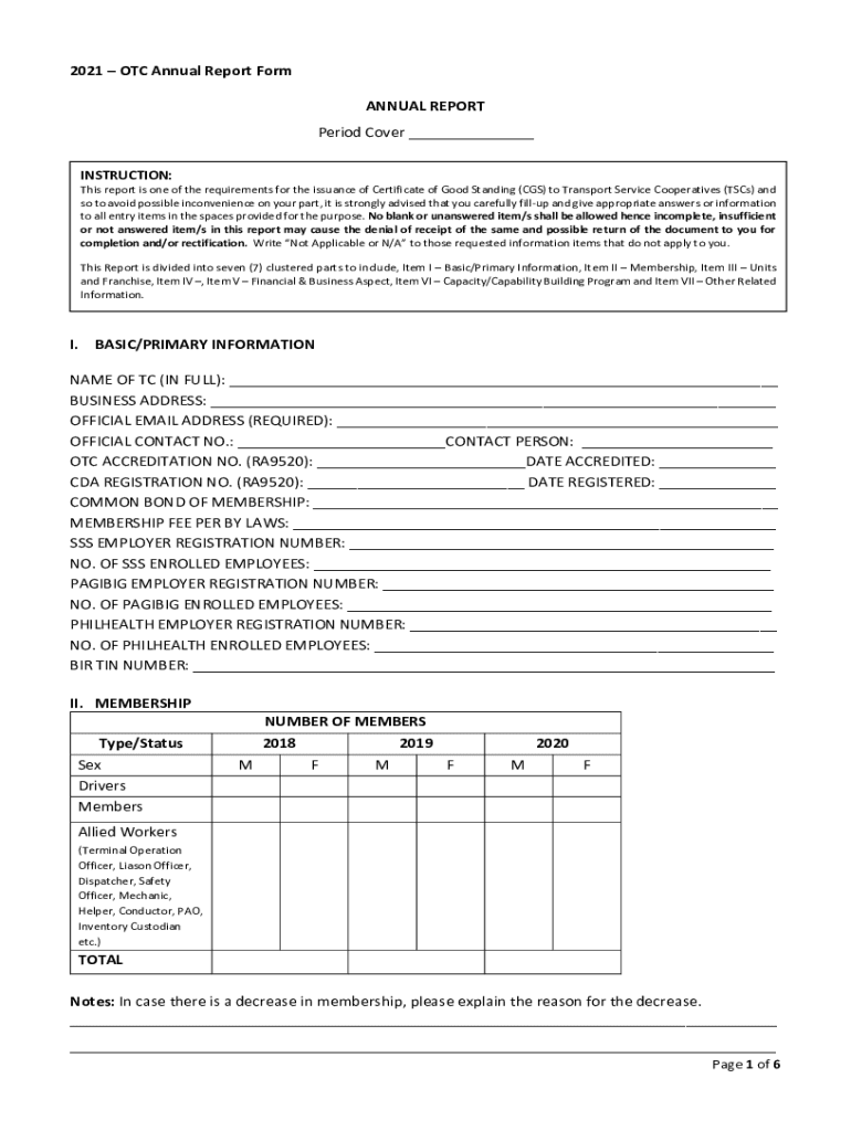 2021 Annual ReportOCC2021 Form 1 Instructions - The Annual Report - Maryland2021 Form 1 Instructions Preview on Page 1