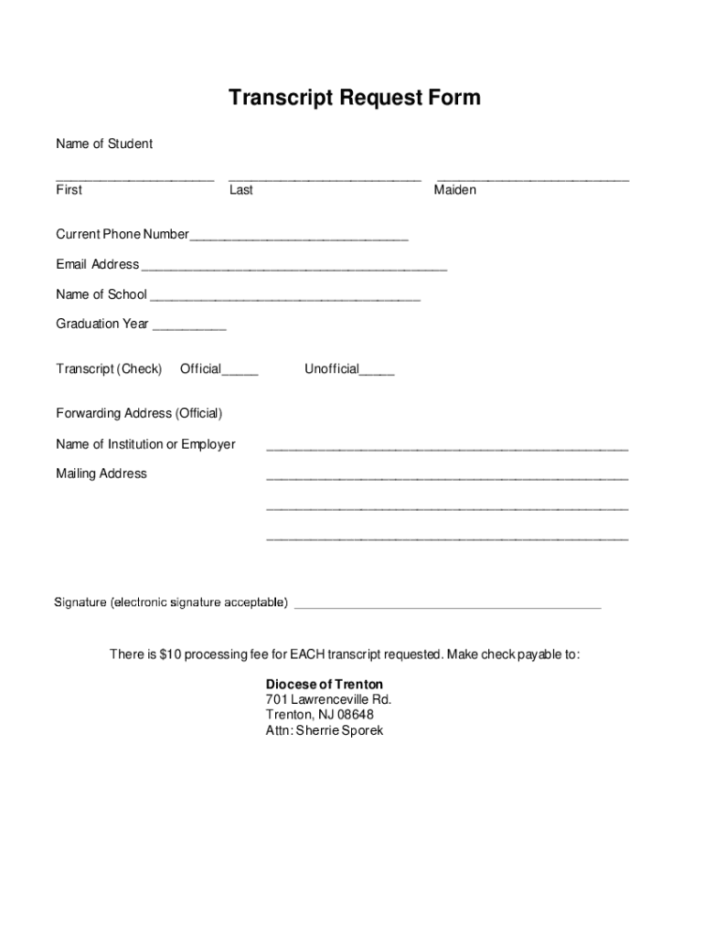 Fillable Online Transcript Request Form - cloudfront.net Fax Email ...