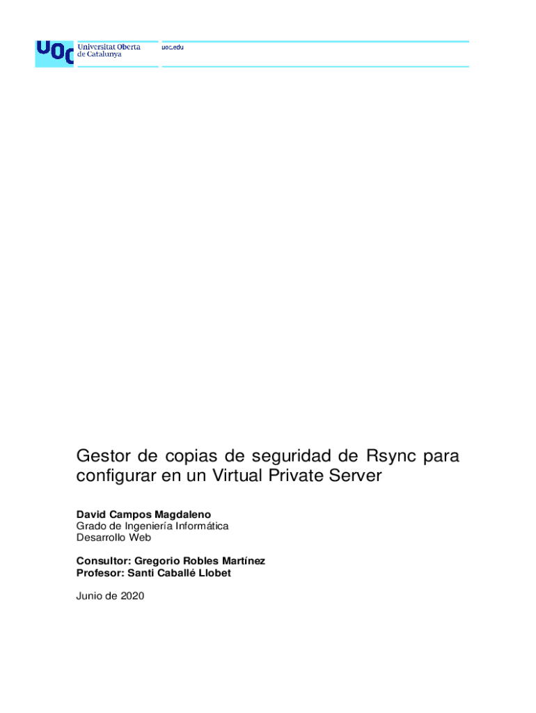 Fillable Online openaccess uoc Gestor de copias de seguridad de Rsync ...