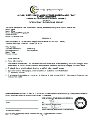 Fillable Online Approved Changes to 2021 ALTA Policy &amp; Commitment Forms ...
