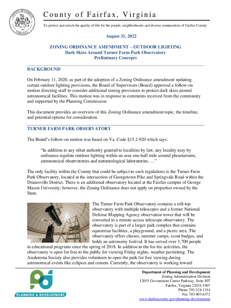 Fillable Online Zoning Ordinance Amendment Outdoor Lighting Dark