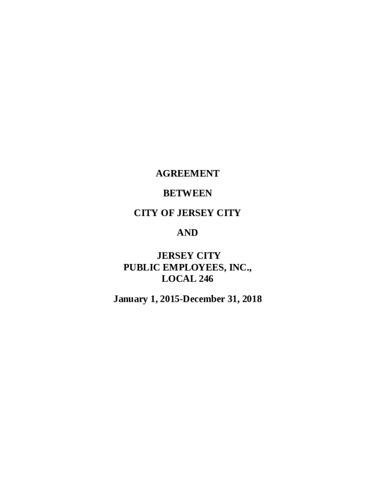 AGREEMENT BETWEEN CITY OF JERSEY CITY AND Doc Template pdfFiller