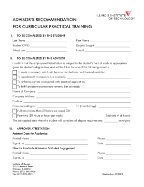 Fillable Online CURRICULAR PRACTICAL TRAINING Design Internship Fax ...