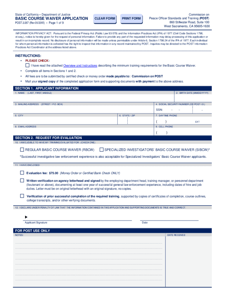 Fillable Online cpost.ca.govCPOSTCommission on Correctional Peace ...