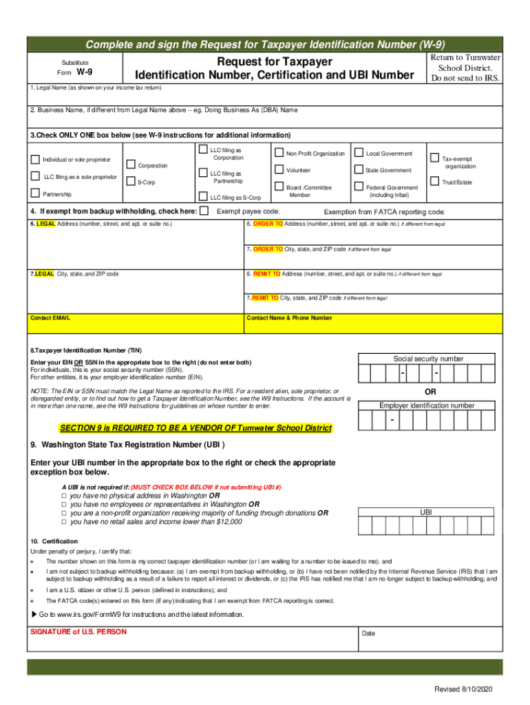 Fillable online irs form w9 request for taxpayer identification