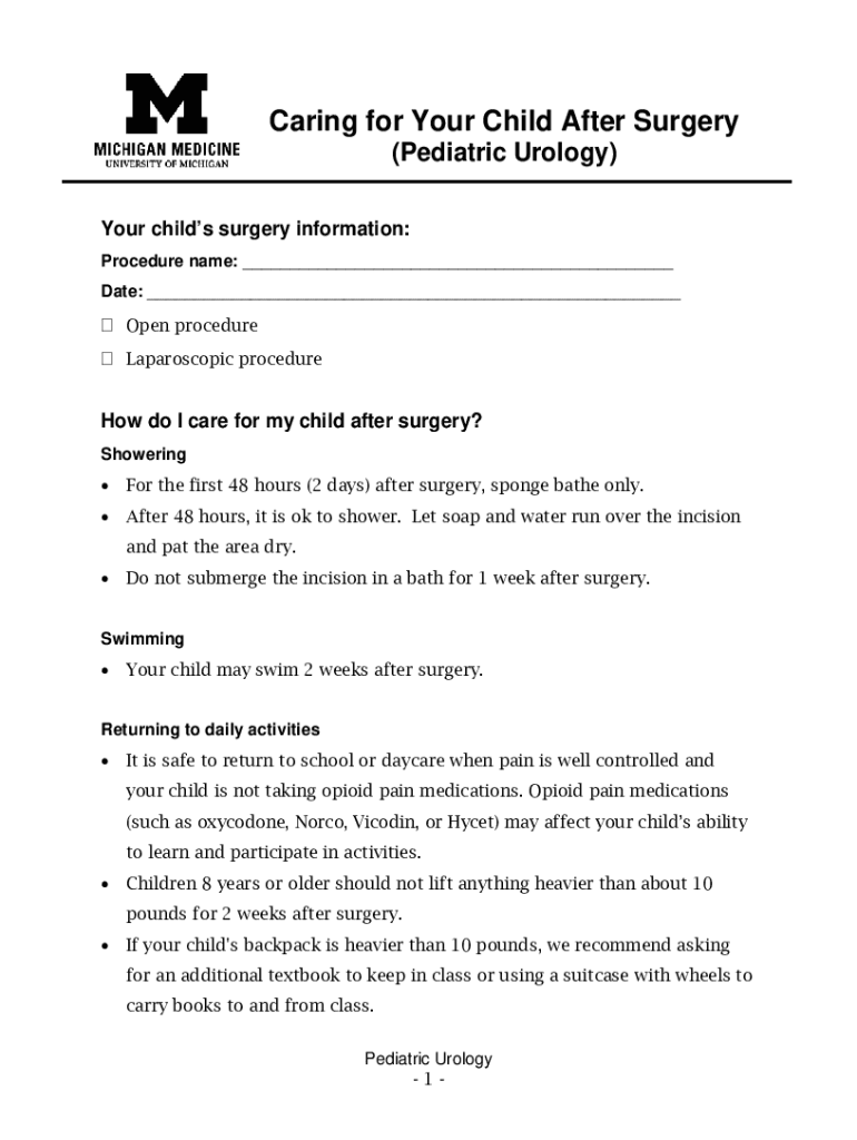 Fillable Online careguides.med.umich.educaringyourchildafterCaring