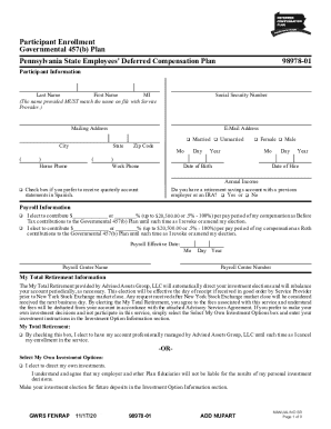 sers.pa.govpdfDeferredCompensationSUPPLEMENT A Participant Enrollment Governmental 457(b) Plan ...