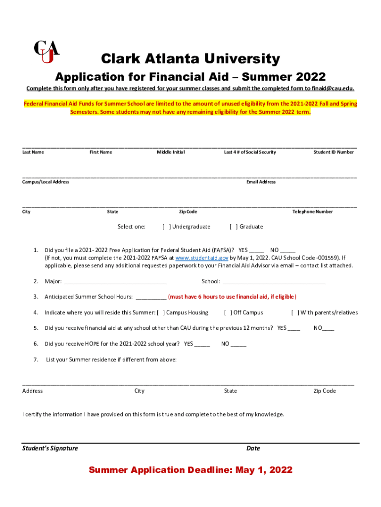 Fillable Online General Documents and Information Clark Atlanta