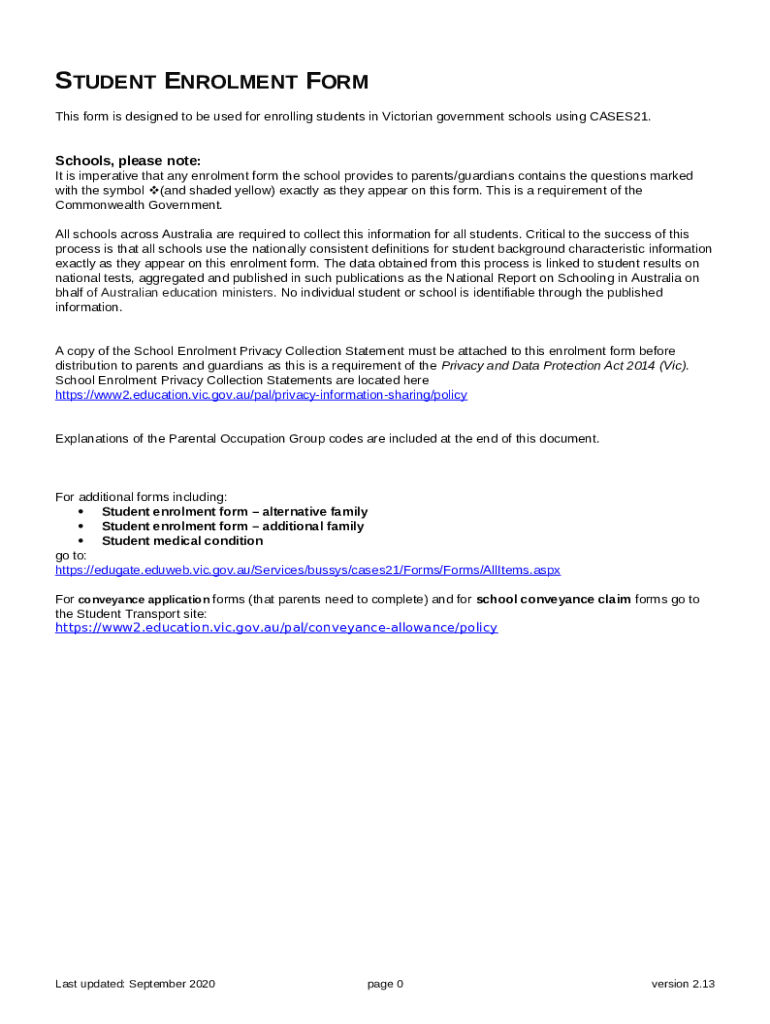 Student Enrolment Student Enrolment Student Enrolment Doc Template ...