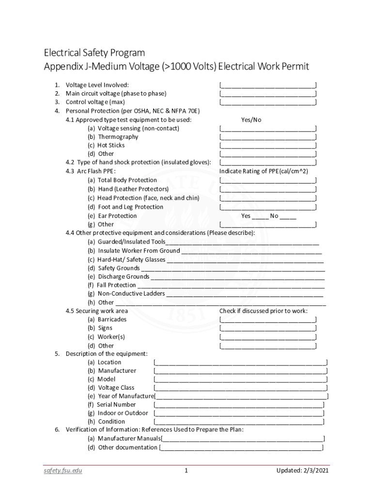 Fillable Online Health and Safety Fact Sheet High Voltage (1000 Volts