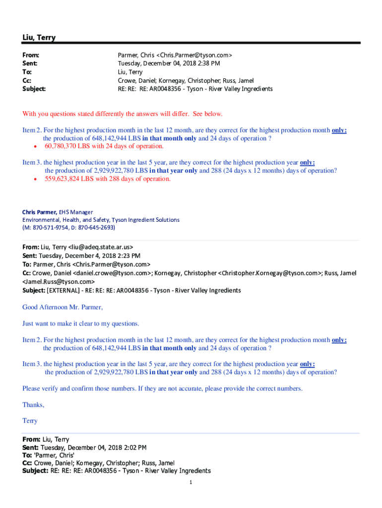 Fillable Online RE AR0048356 Tyson River Valley Ingredients ADEQ