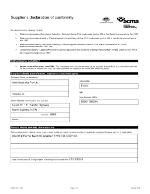 Fillable Online Suppliers declaration of conformity - intel.com Fax ...