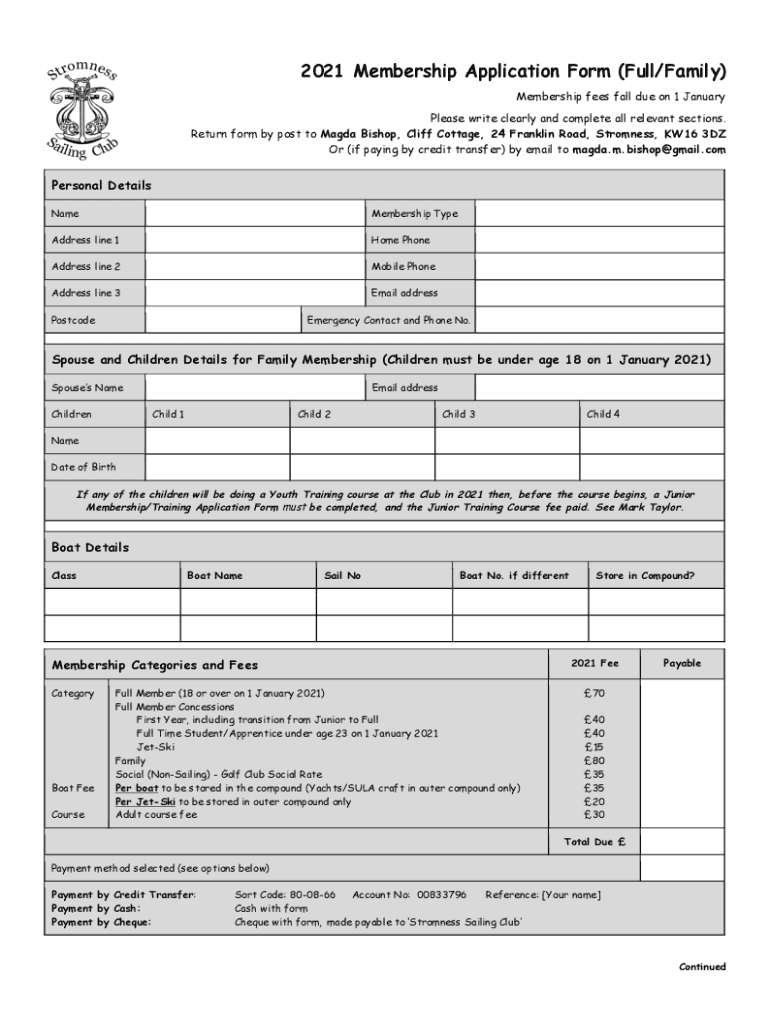 Fillable Online Membership