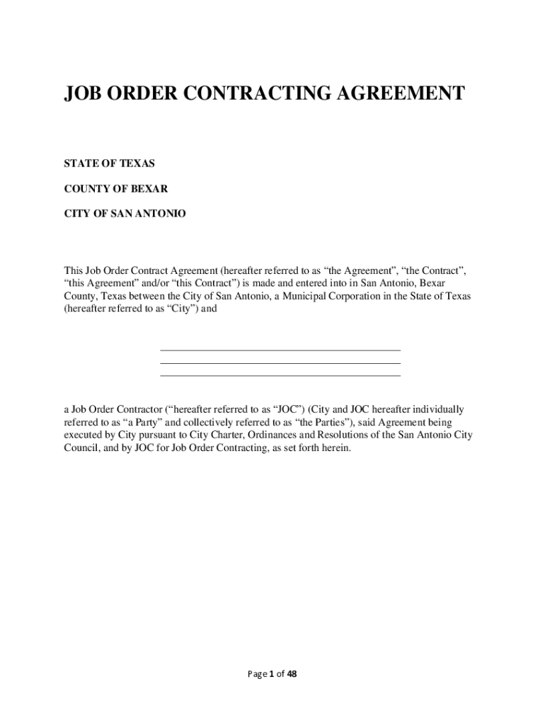 Fillable Online JOC Contract Template+ Revisions Final 10-20-14MWP Fax ...