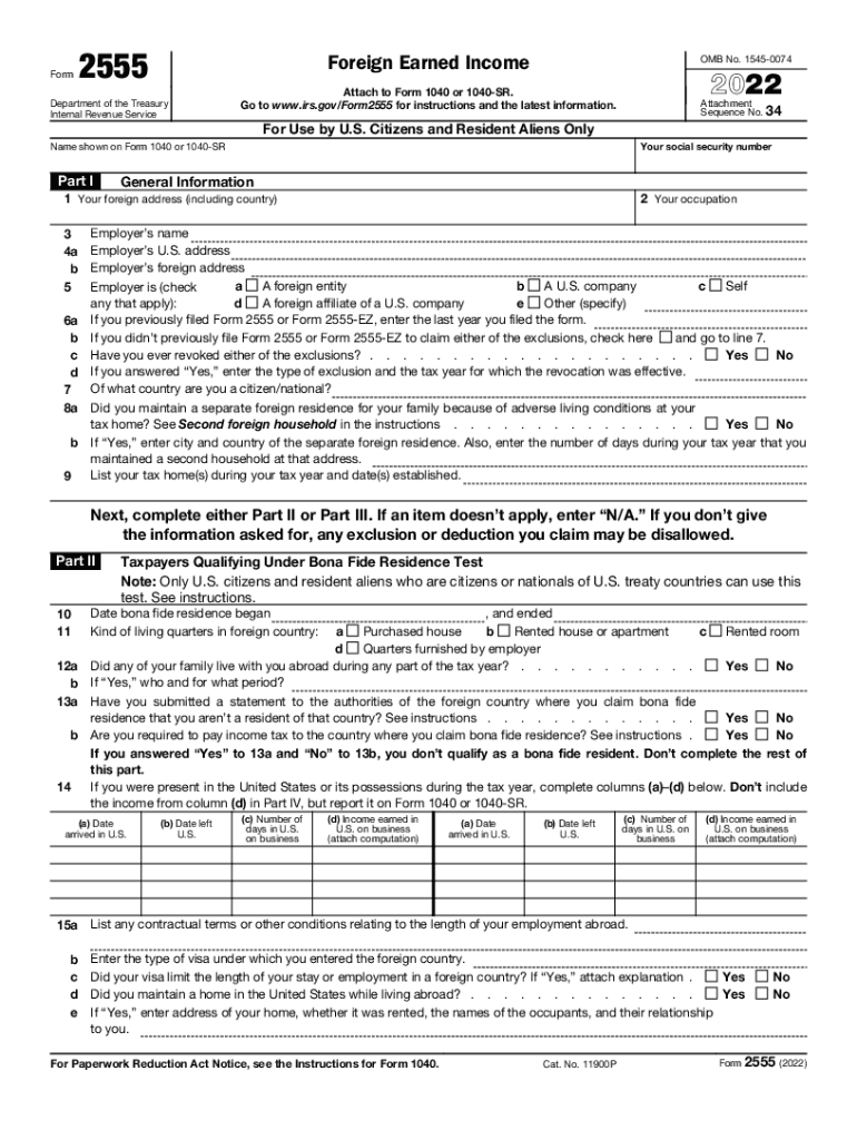 form 2555 2021 Preview on Page 1