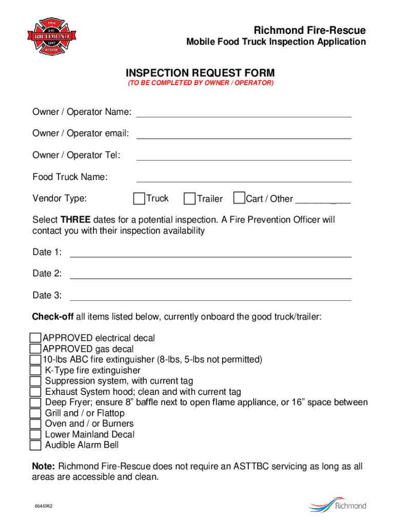 Mobile Food Truck Inspection Application Preview on Page 1