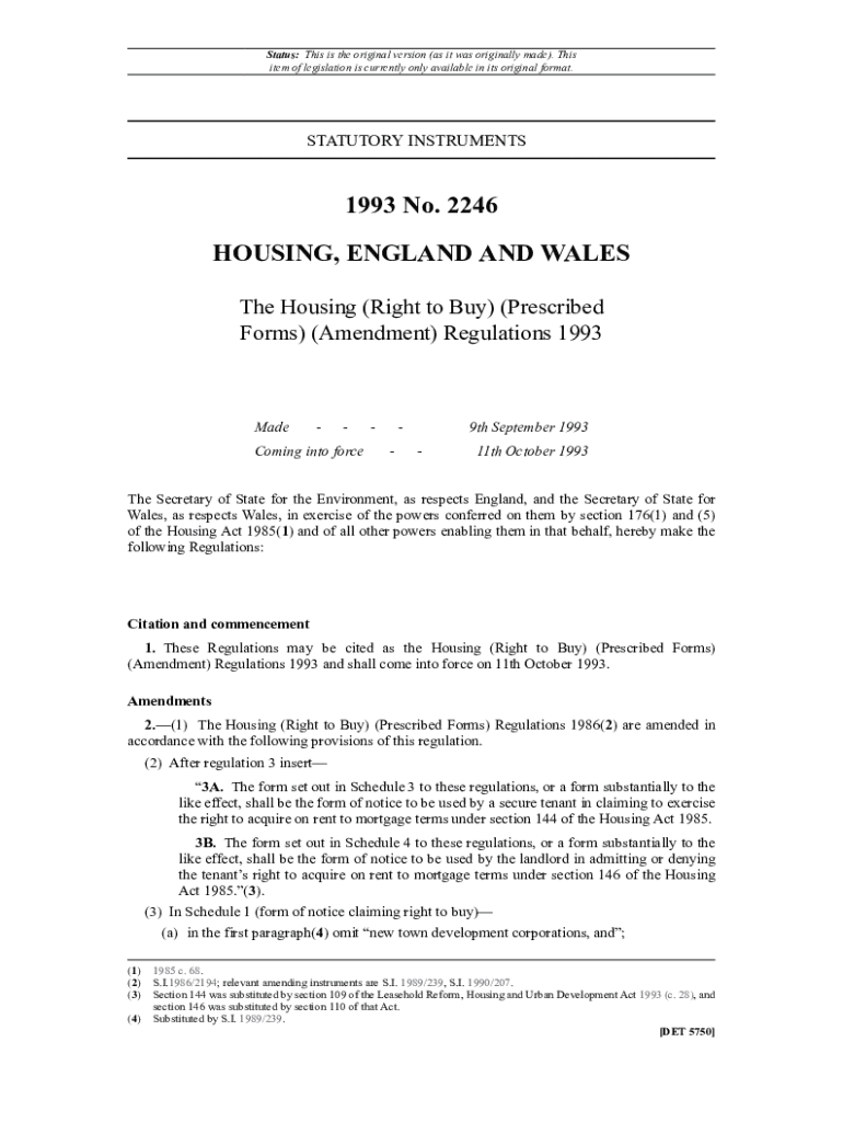 Fillable Online The Housing (Right to Buy) (Prescribed Forms