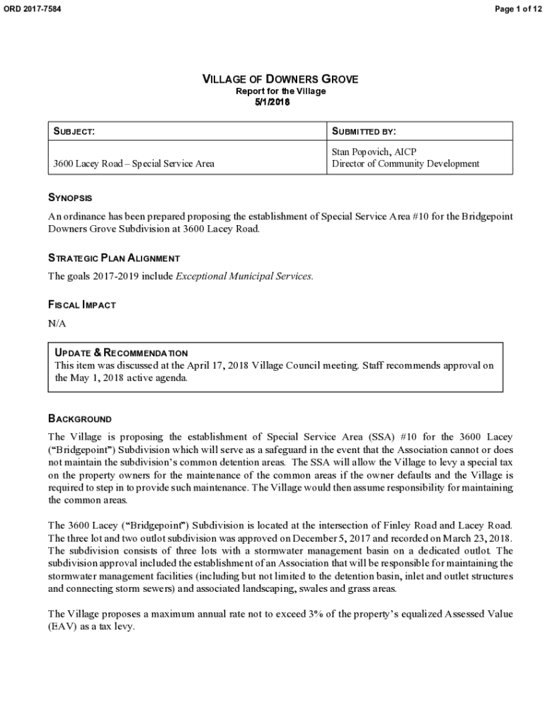 Fillable Online Exceptional Municipal Services Village of Downers