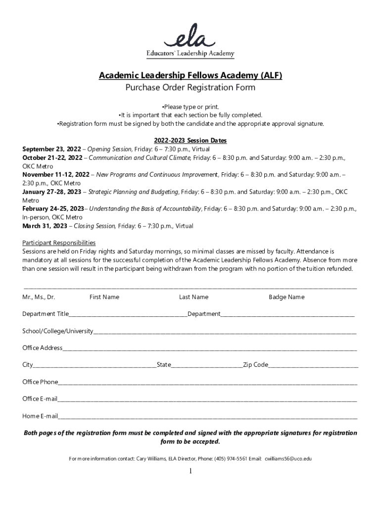 Fillable Online Academic Leadership Fellows Academy (ALF) Purchase